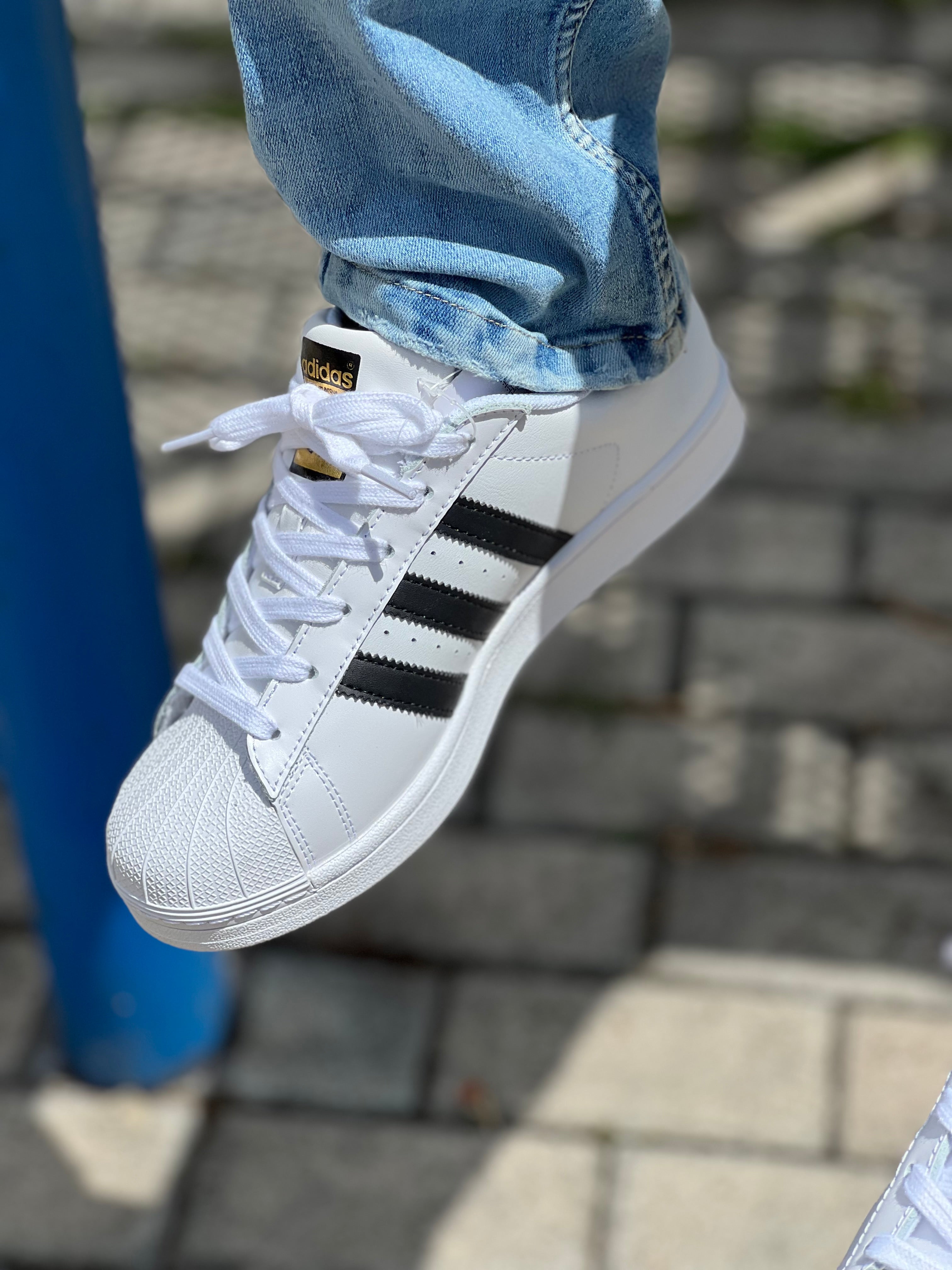 Adidas Superstar in white and black leather