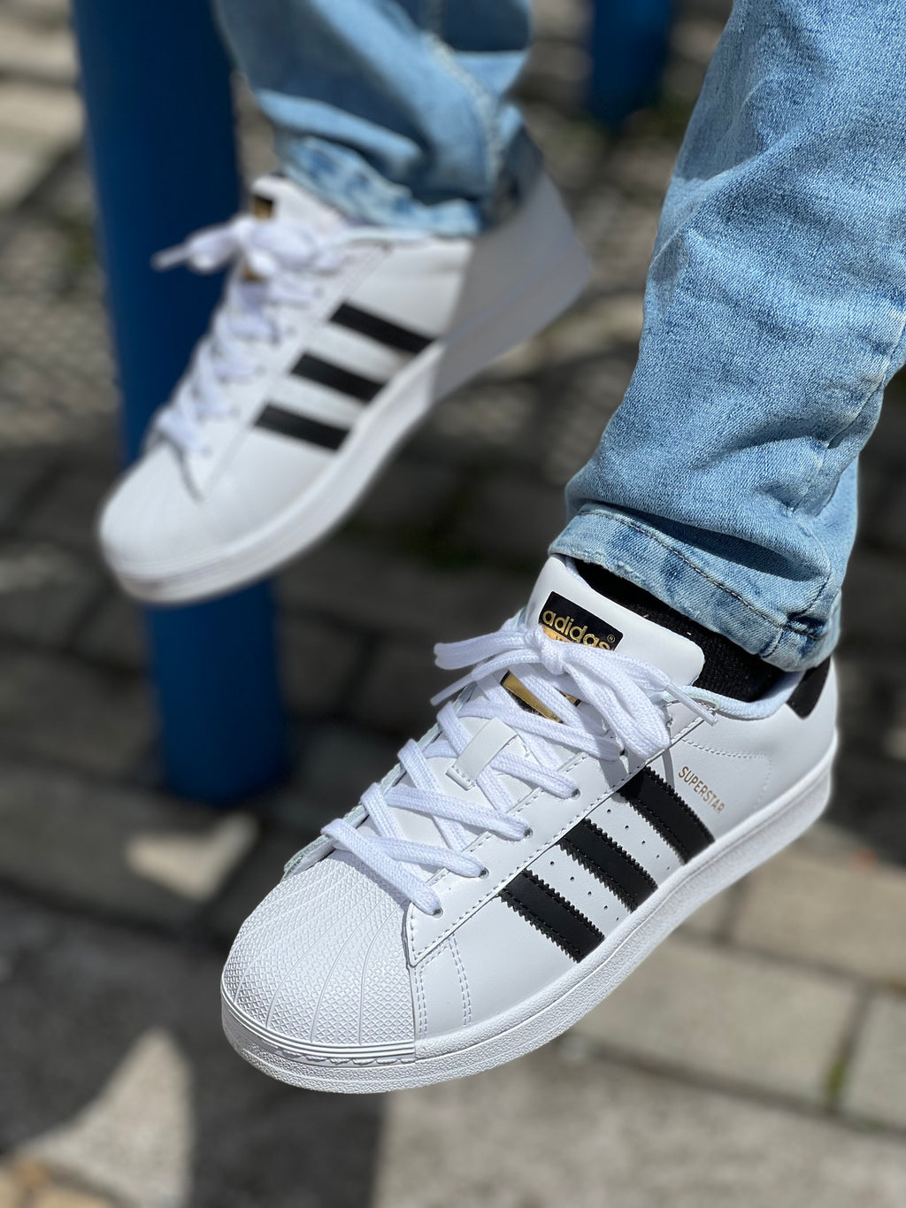 Adidas Superstar in white and black leather