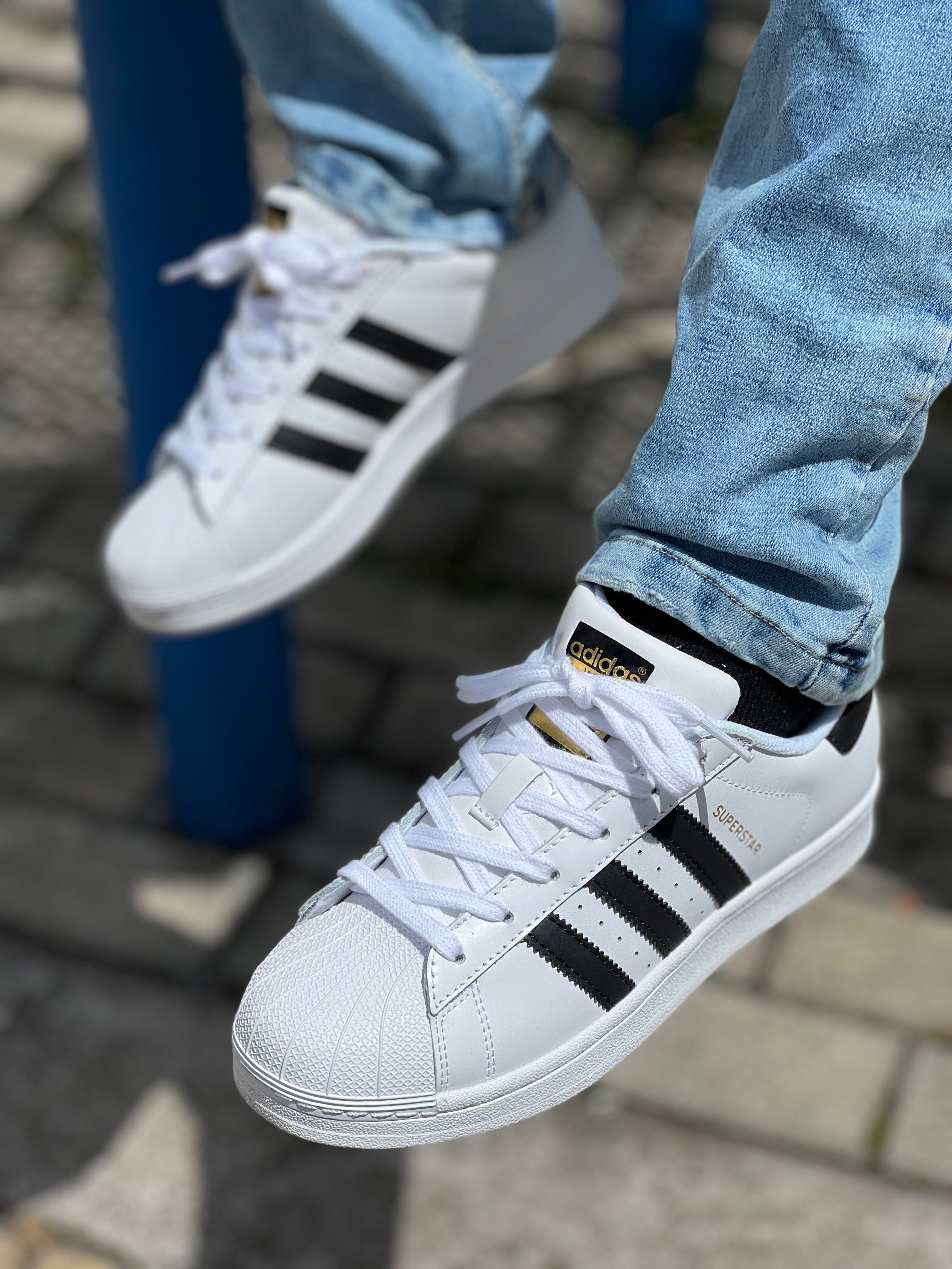 Adidas Superstar in white and black leather